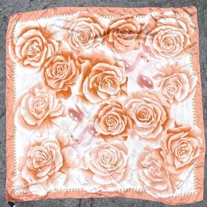 Vintage Codello silk scarf peach  roses print floral